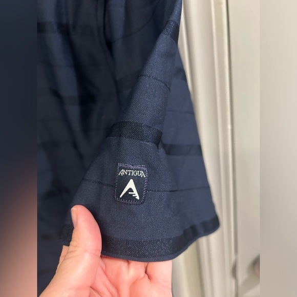 Antigua Polo Shirt Men’s Large Football Rams Short Sleeve Navy Blue Stripes - Picture 7 of 9